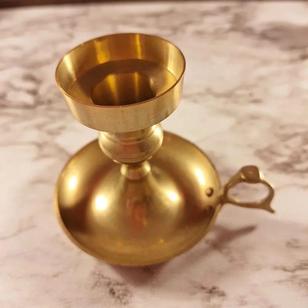 Vintage Mid 20th Century Brass‎ Candle Holder 3.5